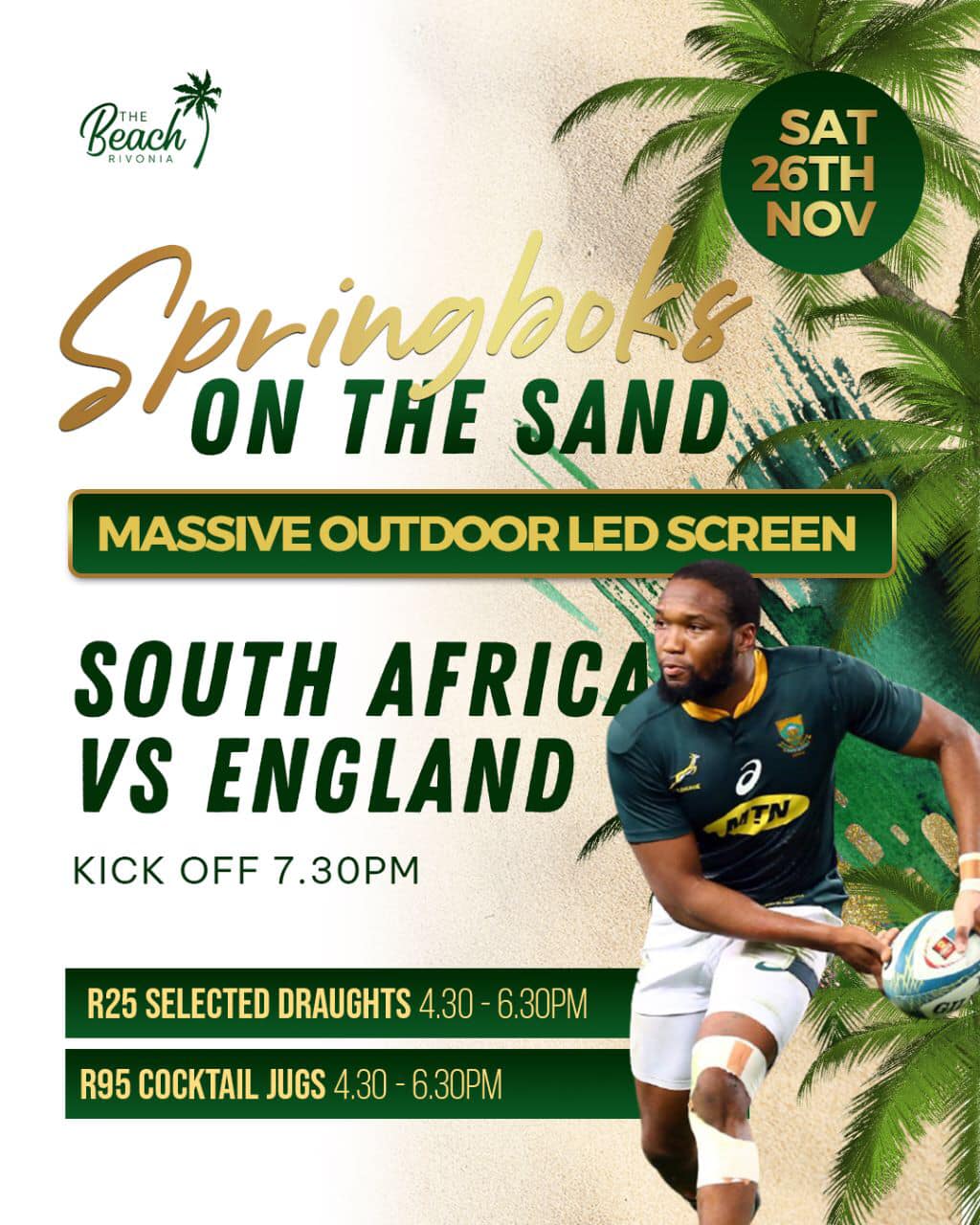 🇿🇦 Springboks vs England 🏴󠁧󠁢󠁥󠁮󠁧󠁿 ~... - The Beach Rivonia | Facebook