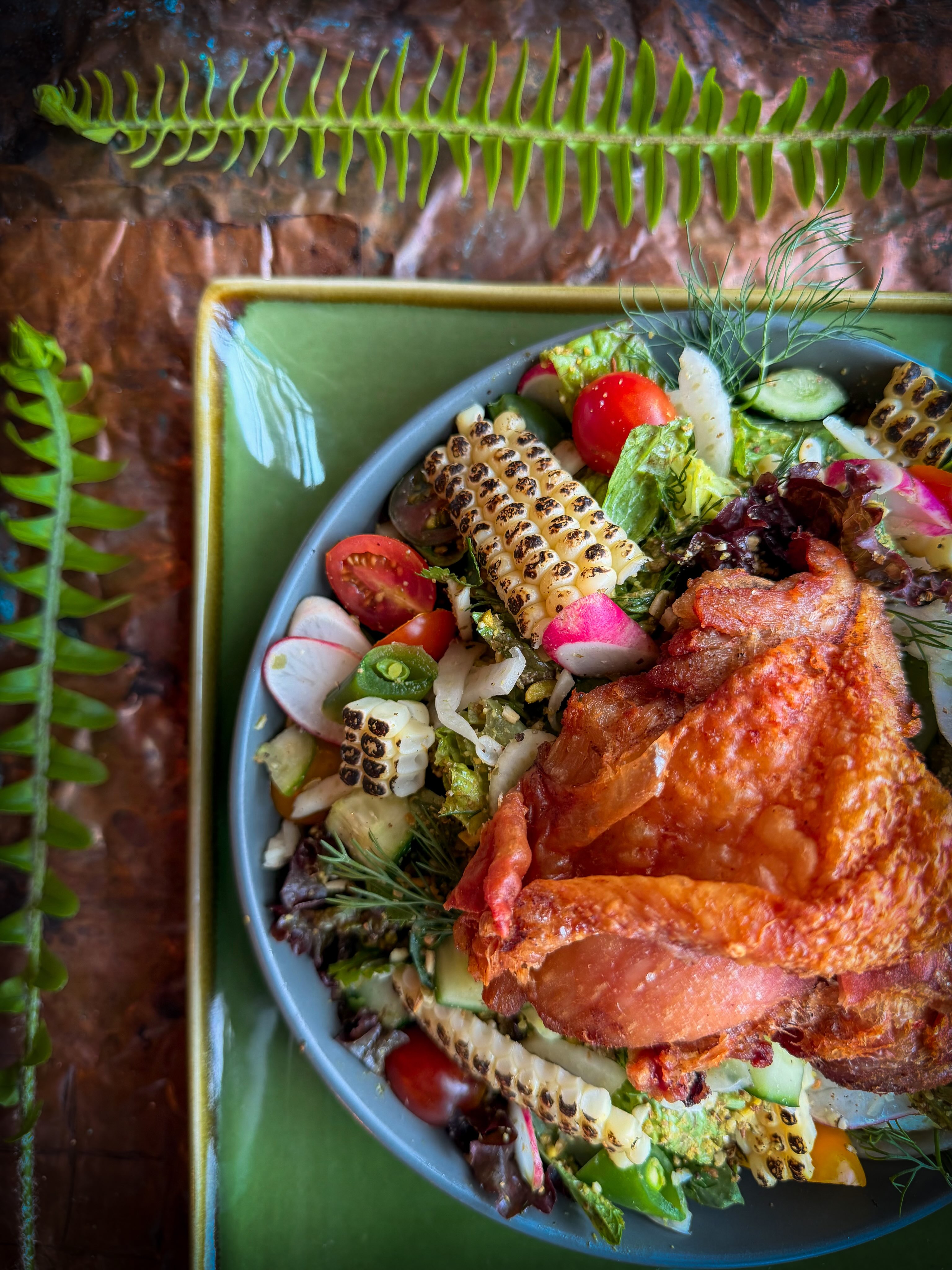 Thai coconut green goddess salad with green curry dressing