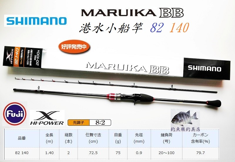 好評發売中🎊 SHIMANO 19新品 Maruika BB 港水小船竿 82 140 鉛負荷20