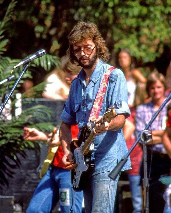Eric Clapton playing an outdoor set at Criteria Studios in Miami