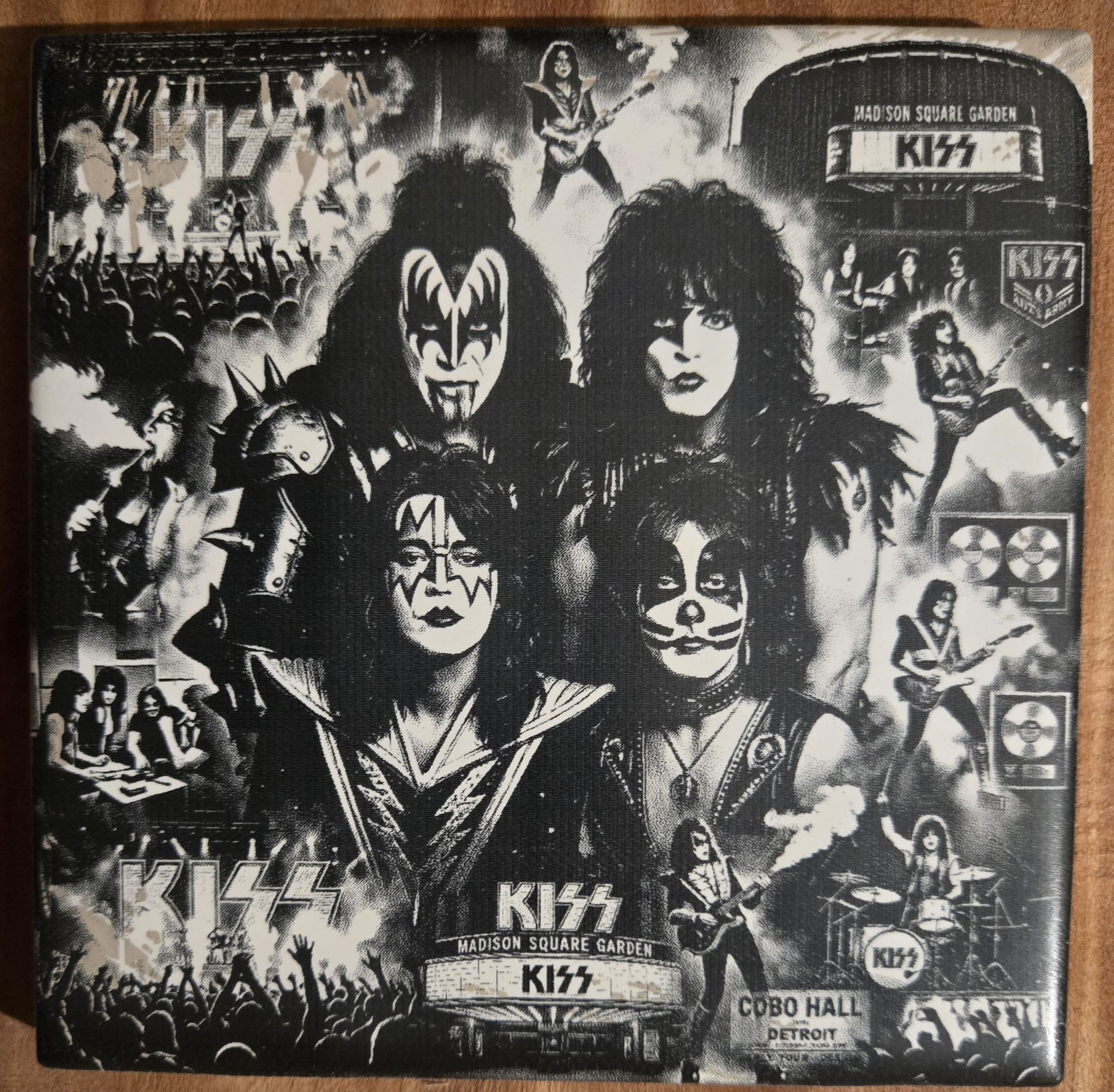 Laser Engraving KISS Illustration on 4x4 White Tile with Neje N40630