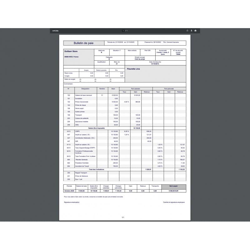 Doliabrr Dolibarr Payslip Payroll Bulletin De Paie Facebook