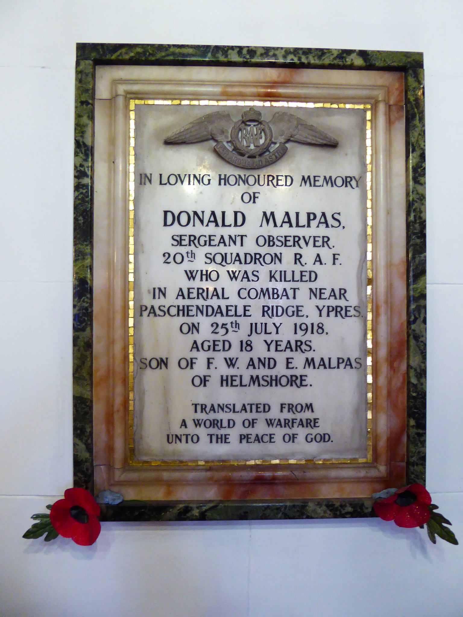 Remembering Donald Malpas died 25th July 1918, aged 18 | Facebook