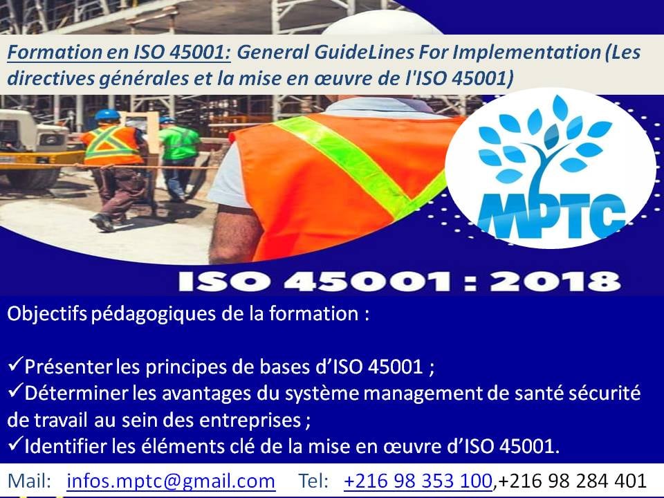 MPTC - 🎯 Formation en ISO 45001: General Guide Lines For...