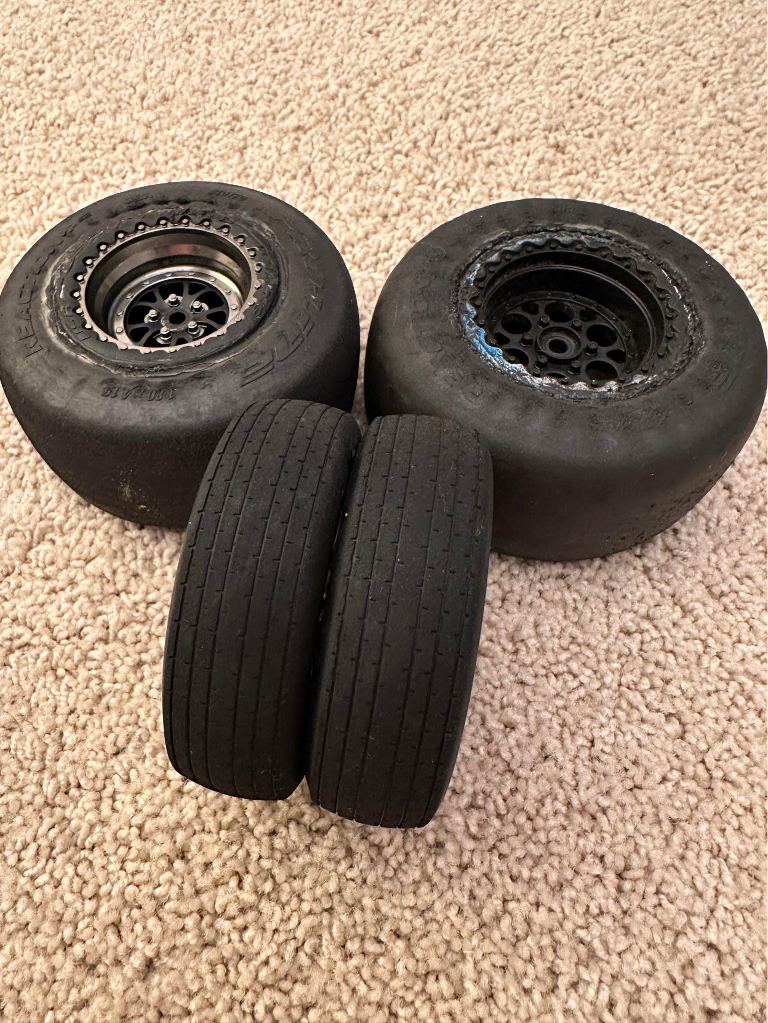 Set of (8) - DRAG SLASH PROLINE REACTION 10170 Drag Racing Tires & 12MM ...