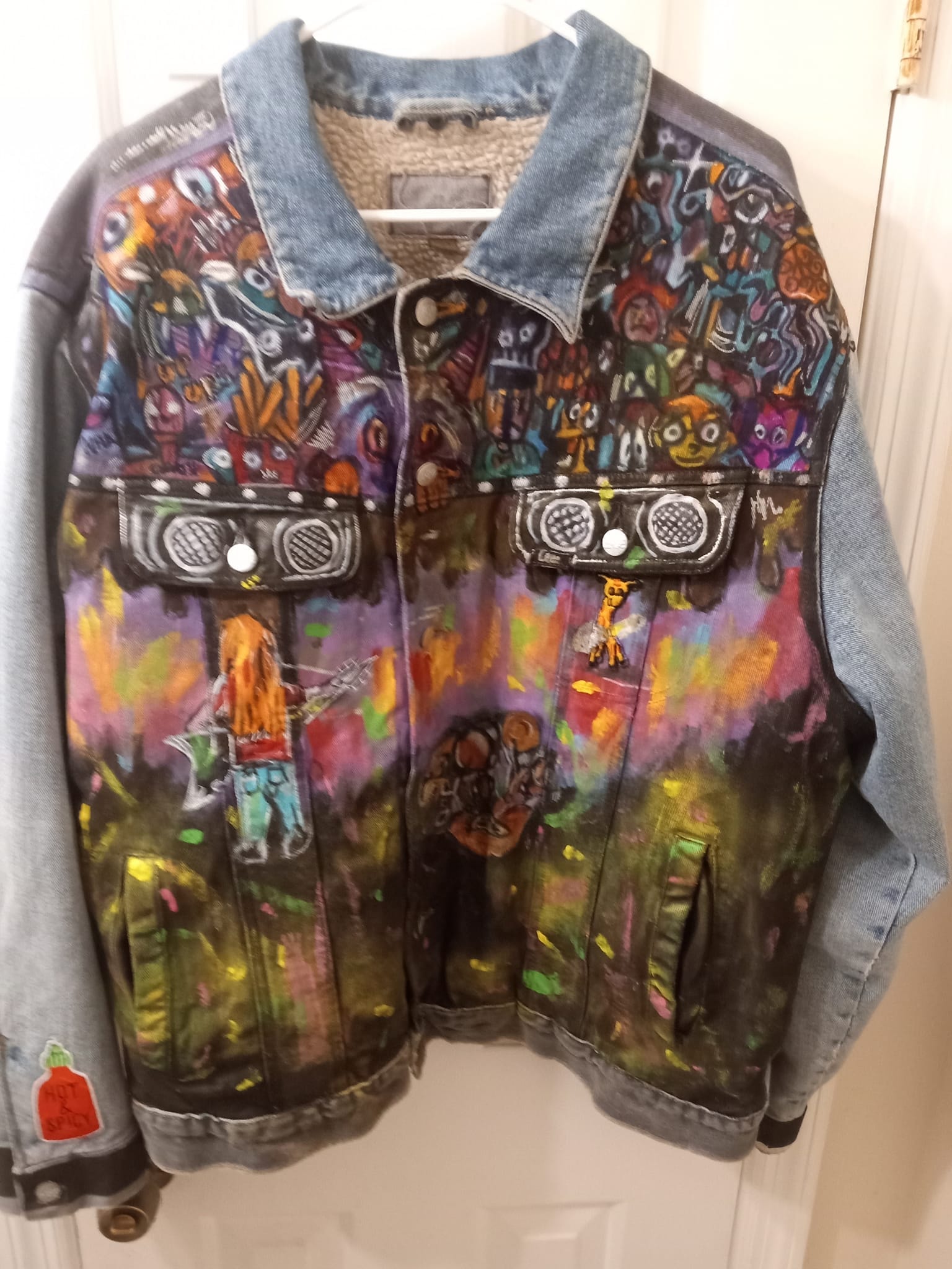 Handpainted Patrick Star on Denim Jacket