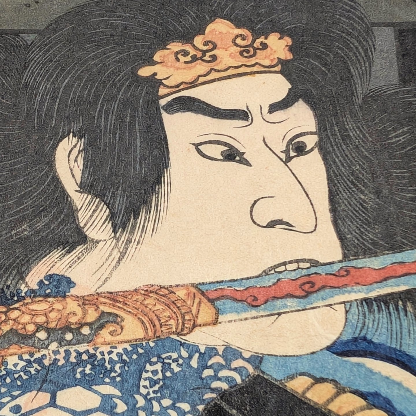 珍しい国綱の水門破りです。 国綱 「見立水滸伝之内 張順」 大判錦絵