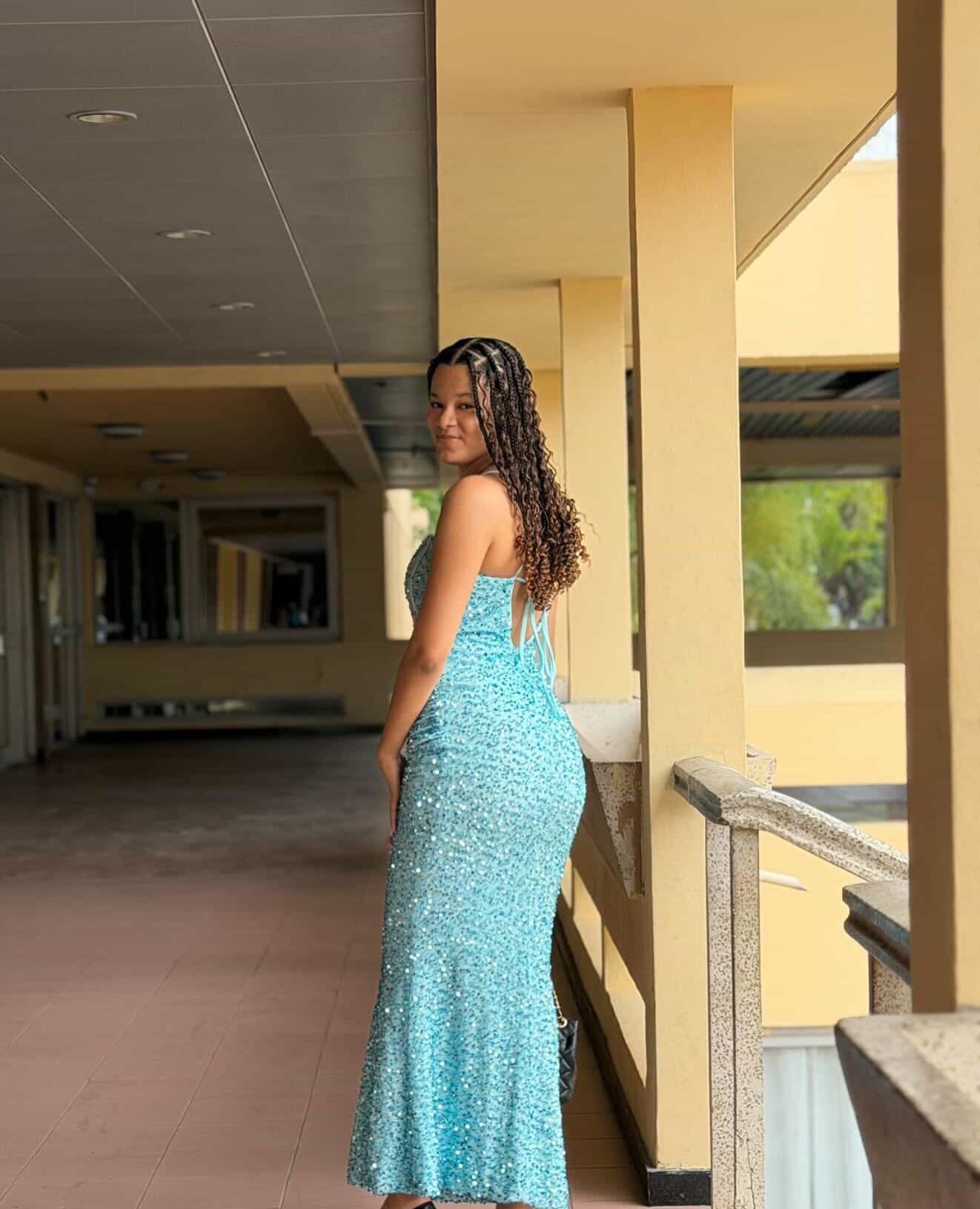 teal graduation dress Serving glam in our stunning glitter ✨💙 She understood the assignment perfectly 🎓 @nary.sed 💙!! llusion bodice formal dress