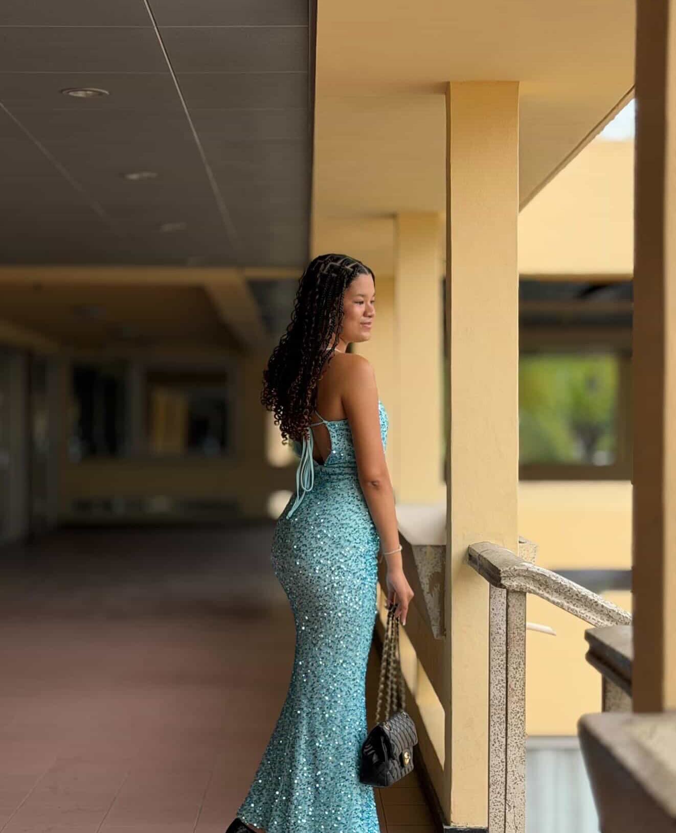 teal dress graduation Serving glam in our stunning glitter ✨💙 She understood the assignment perfectly 🎓 @nary.sed 💙!! teal prom dress black girl