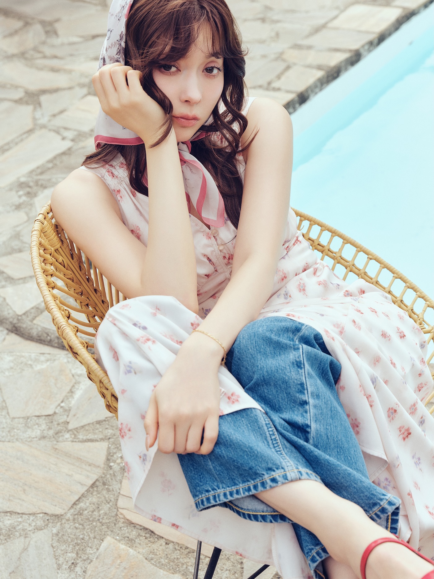 カスケードパフスリーブブラウス No.72118015 off.pink.mint ¥8,360 
