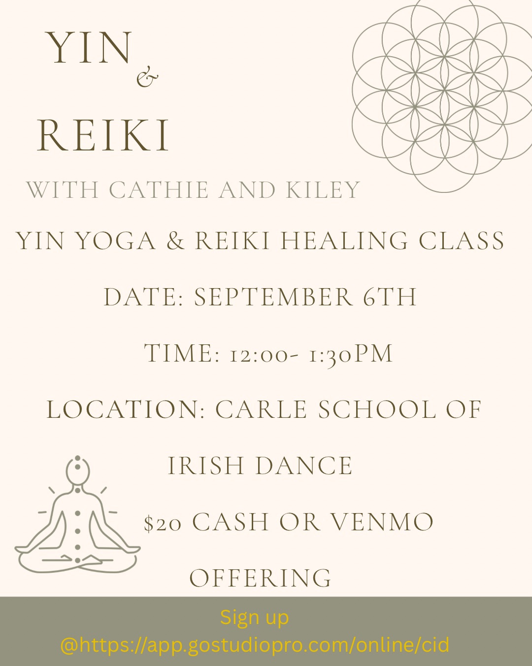 Yin yoga + Reiki healing class with Cathie and Kiley