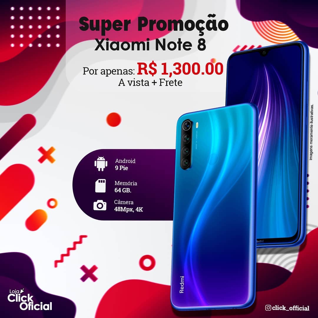 📱-Xiaomi Note 8, 64GB/4GB RAM. .... - Loja Click Importados