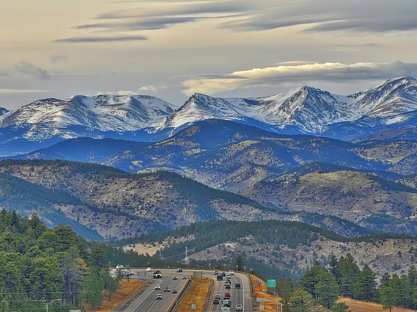 From the Photographer: I-70 and the Rockies Genesee Bridge. Photo