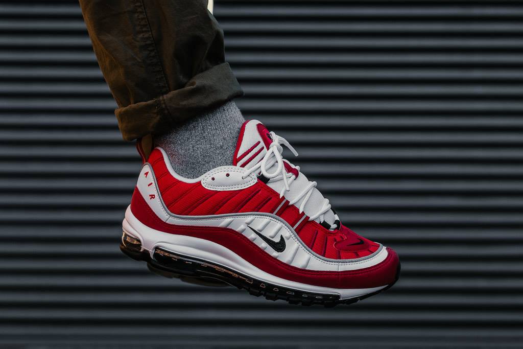 Nike Air Max 98 White/University Red restocked online now