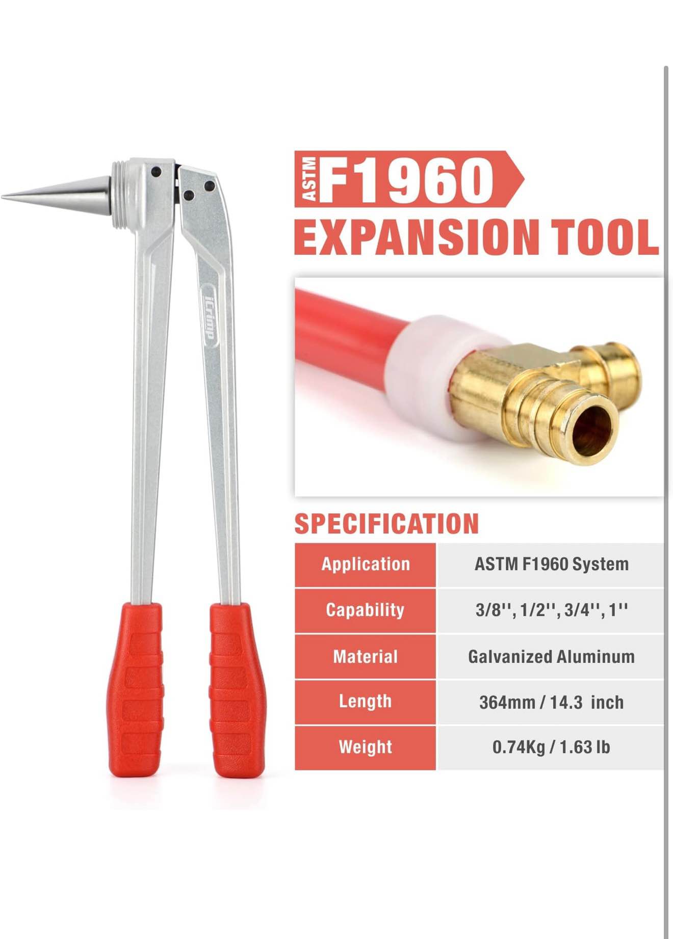 F1960 PEX-A Expansion Tool Kit 3/8–1” Heads + Cutter – Uponor ProPEX ...