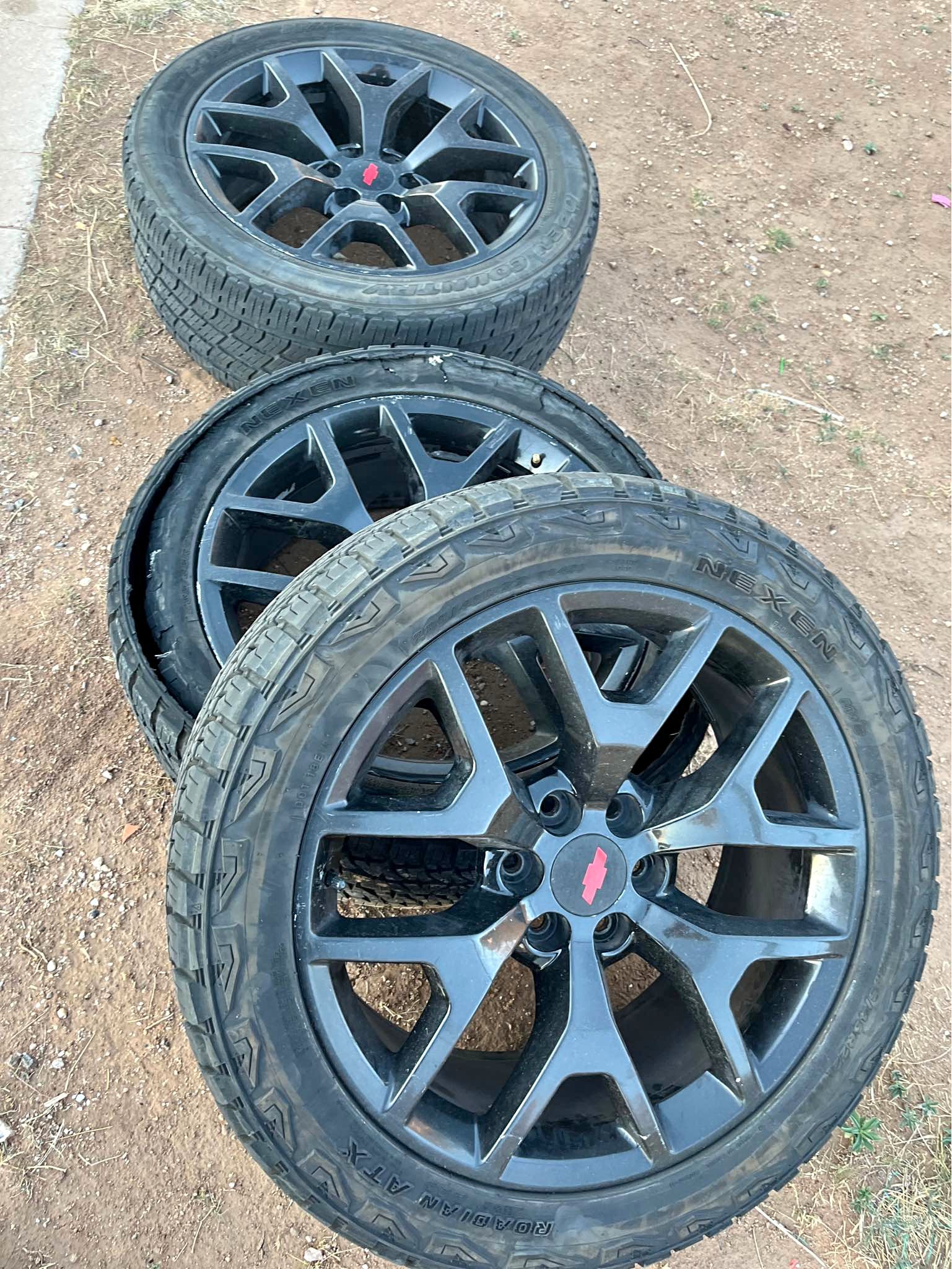 22” black honeycomb rims & tires one had a blow out still 3 good tires ...