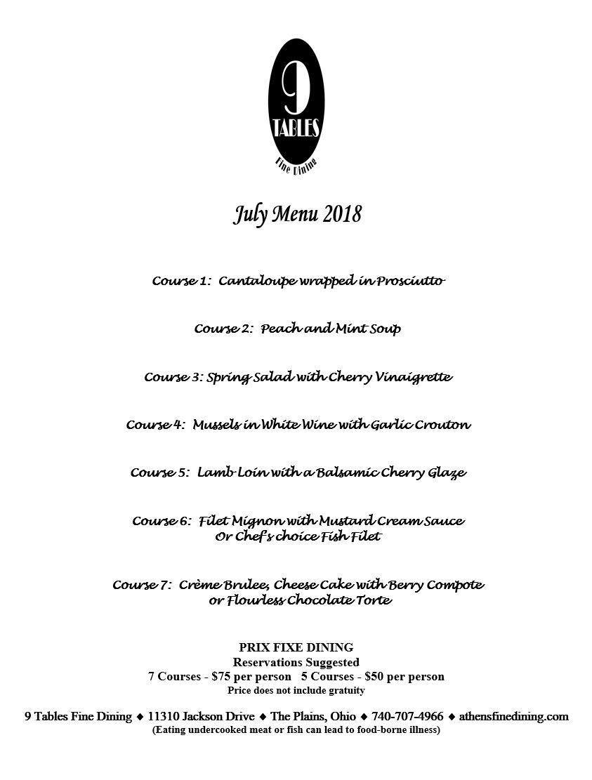 9 Tables | The Plains OH