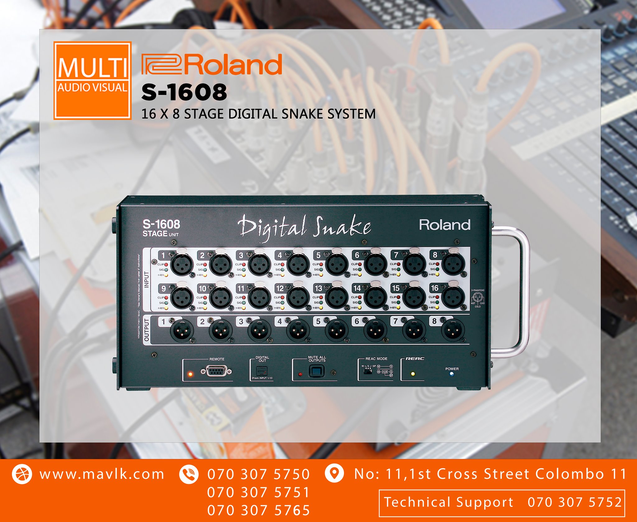 ROLAND S-1608 16x8 Stage Digital Snake System MULTI AUDIO VISUAL