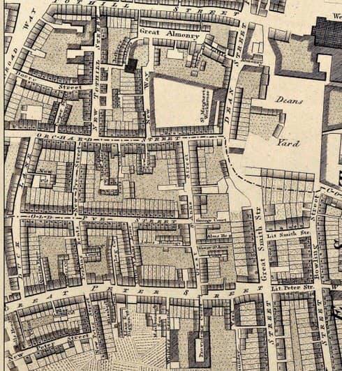 Detail of Westminster taken from a map... - Old Folding Maps
