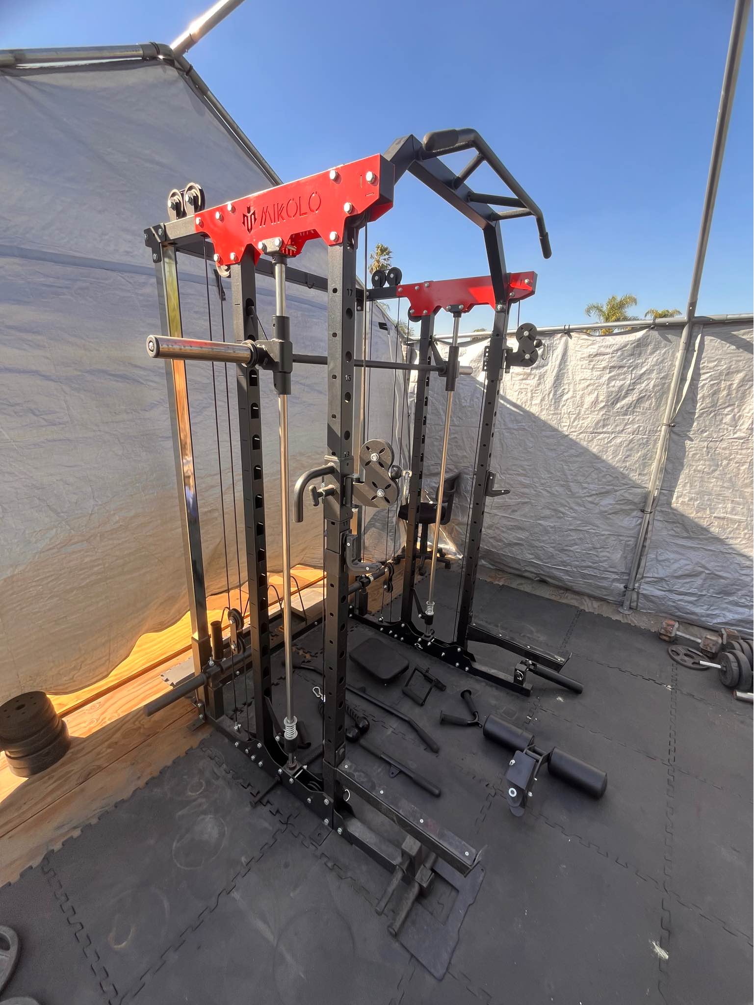 Mikolo Smith Machine + Dual adjustable cable stack, attachments ...