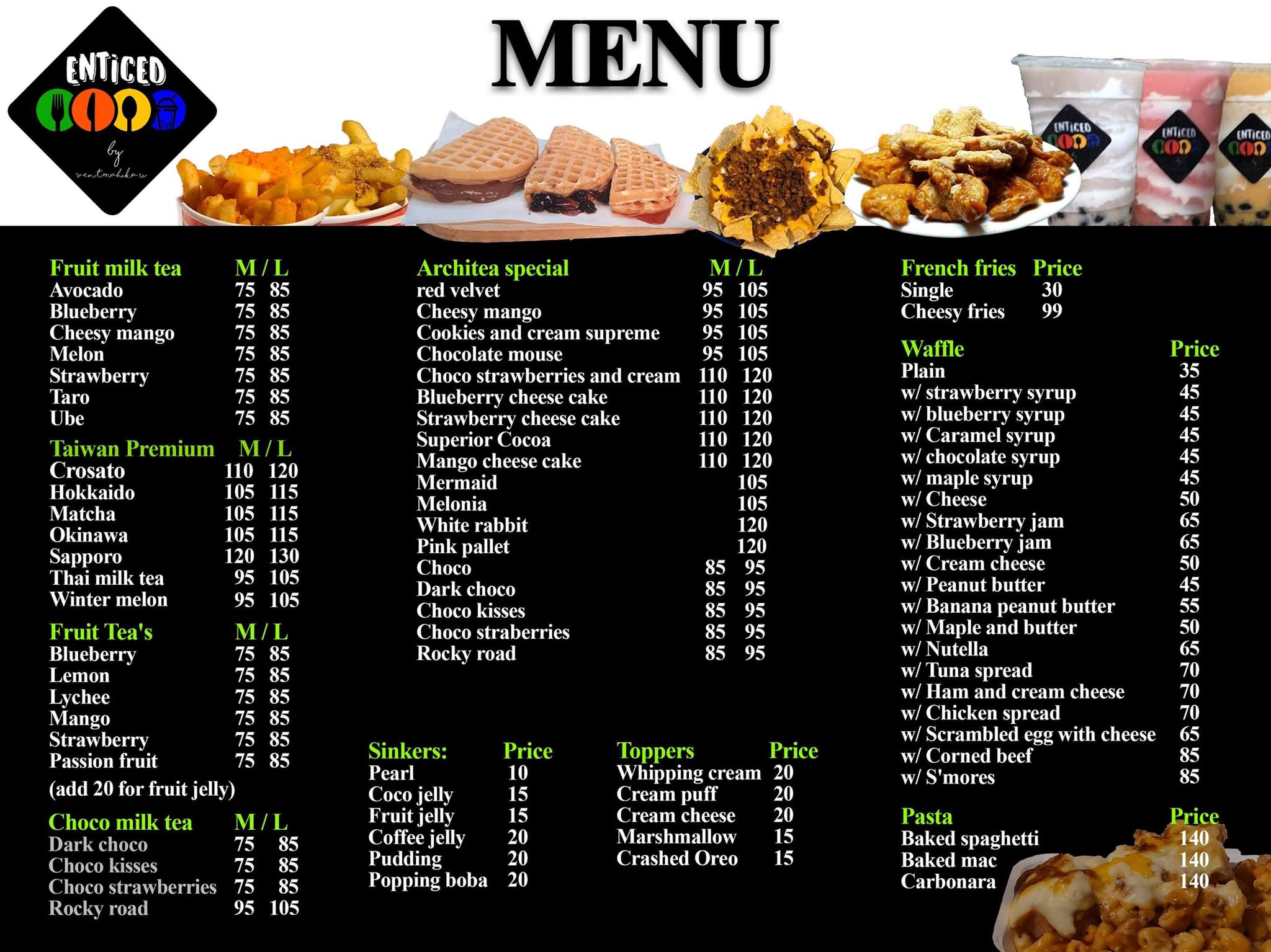 Enticed - Our menu