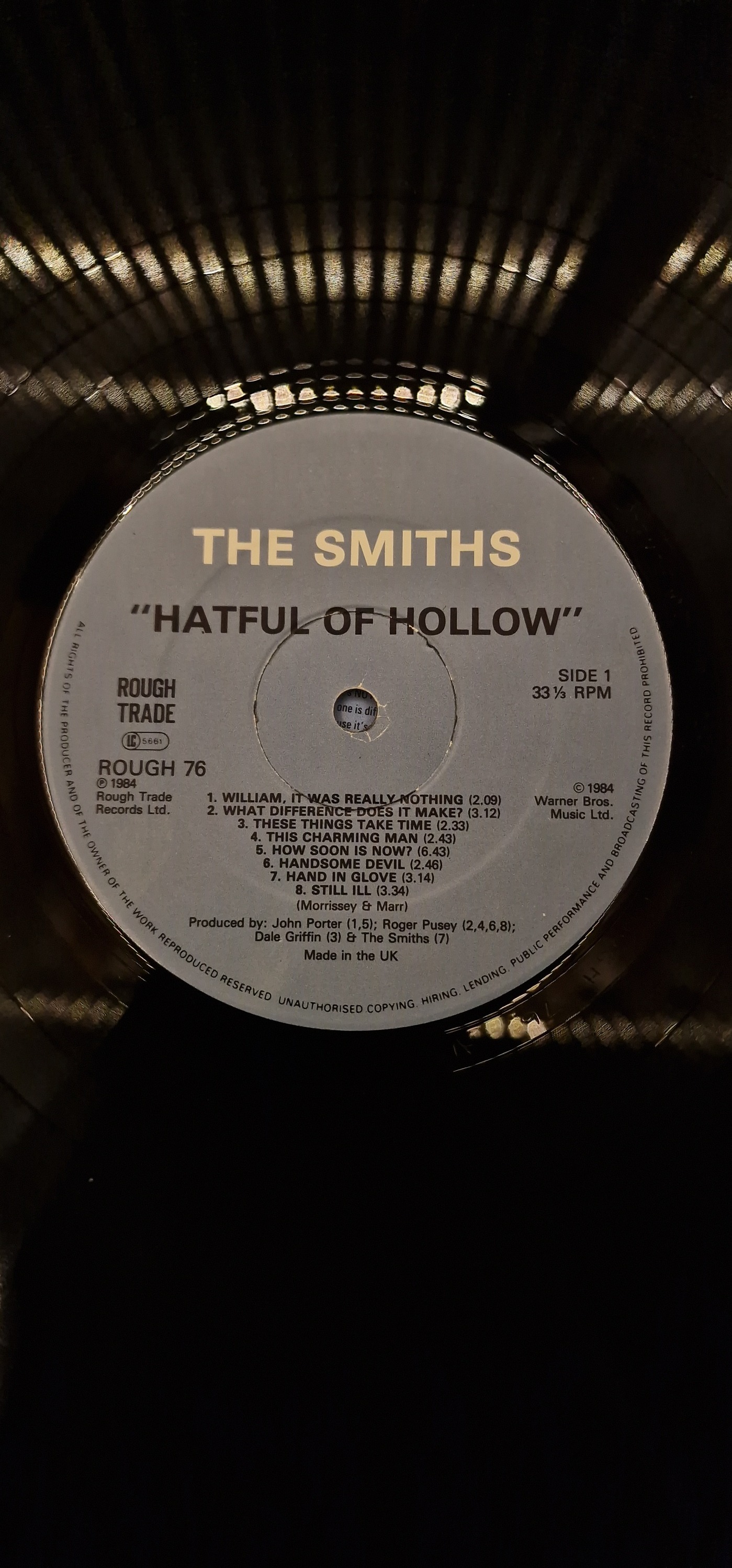 My orignal 1984 first pressing of hatful of hollow. Complete with