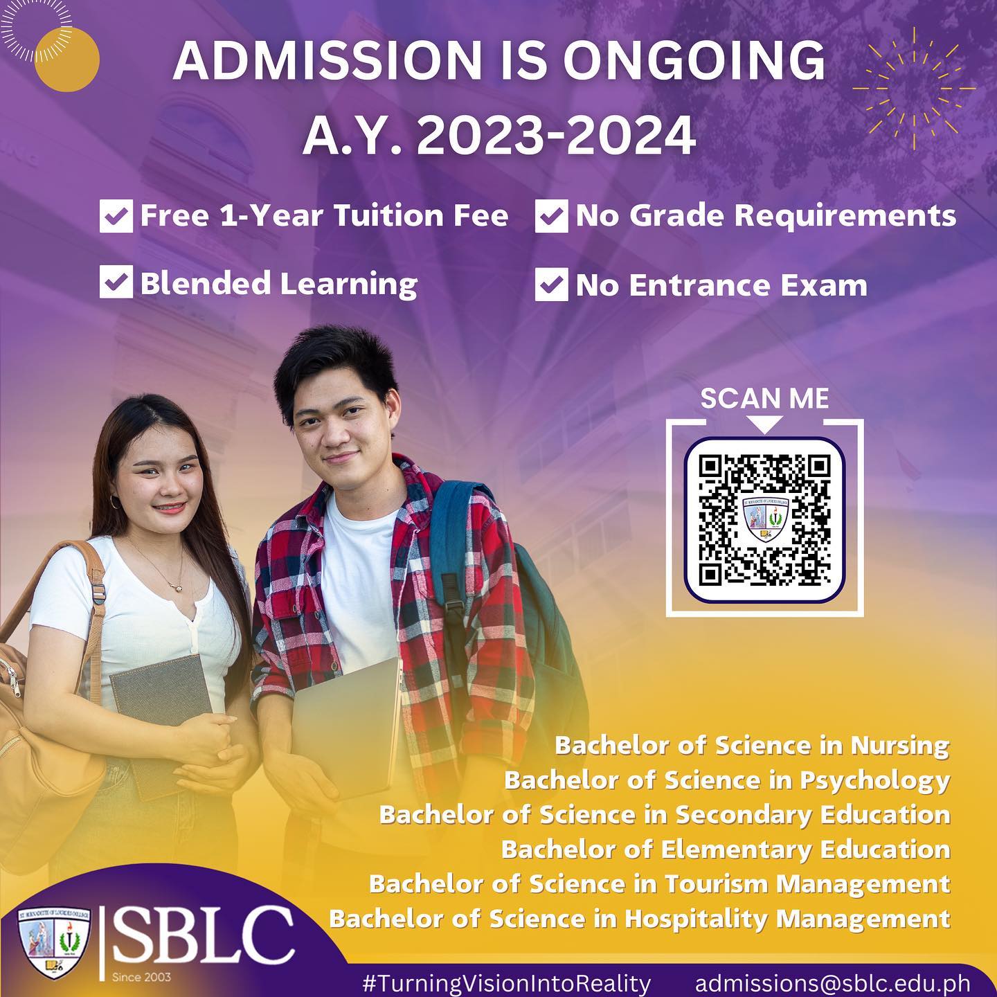 SBLC - Admission for Incoming 1st-Year College this A.Y.... | Facebook