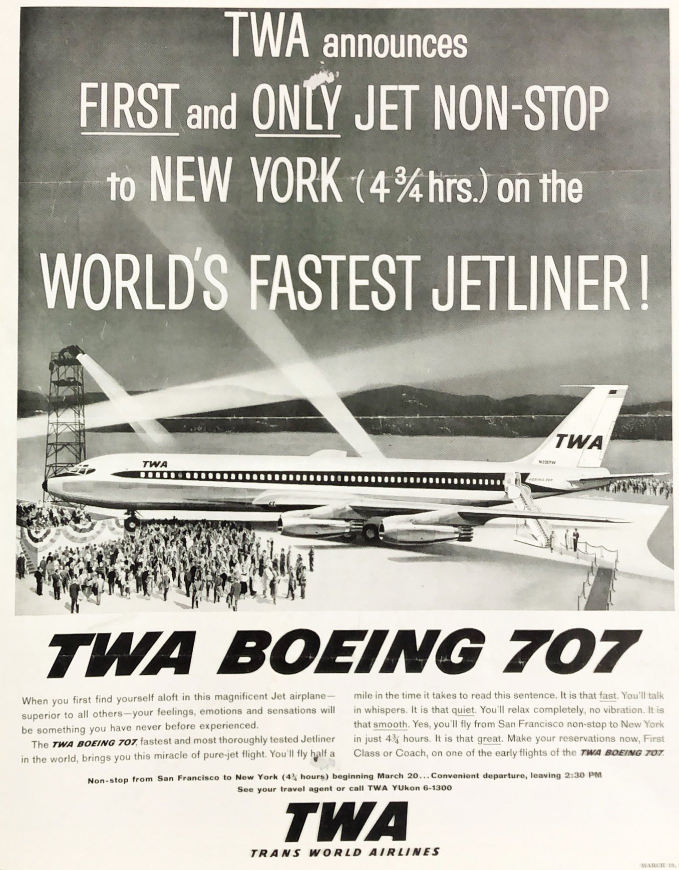 In 1960, TWA (Trans World Airlines) was a major US carrier 