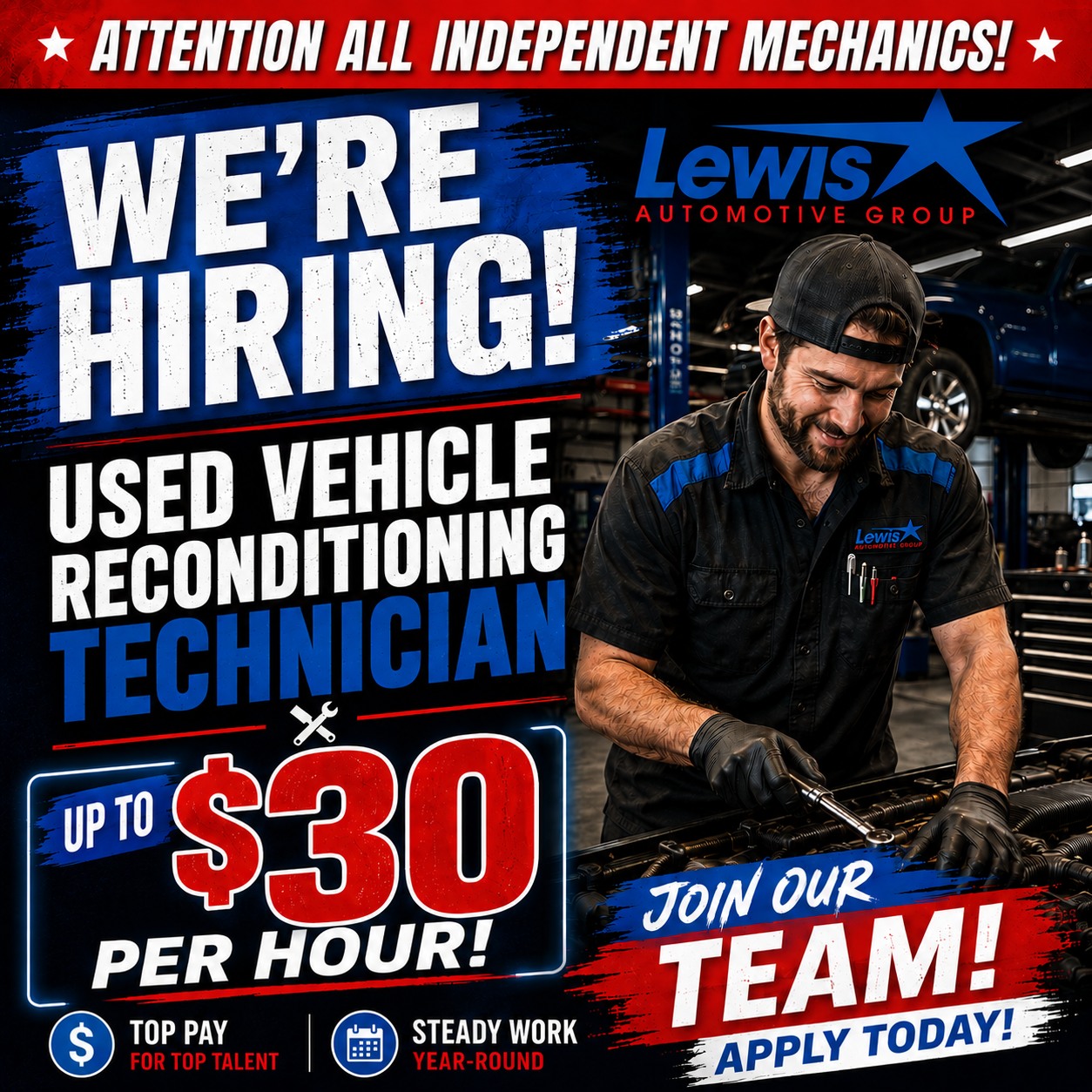 Lewis Automotive Group hiring used vehicle reconditioning