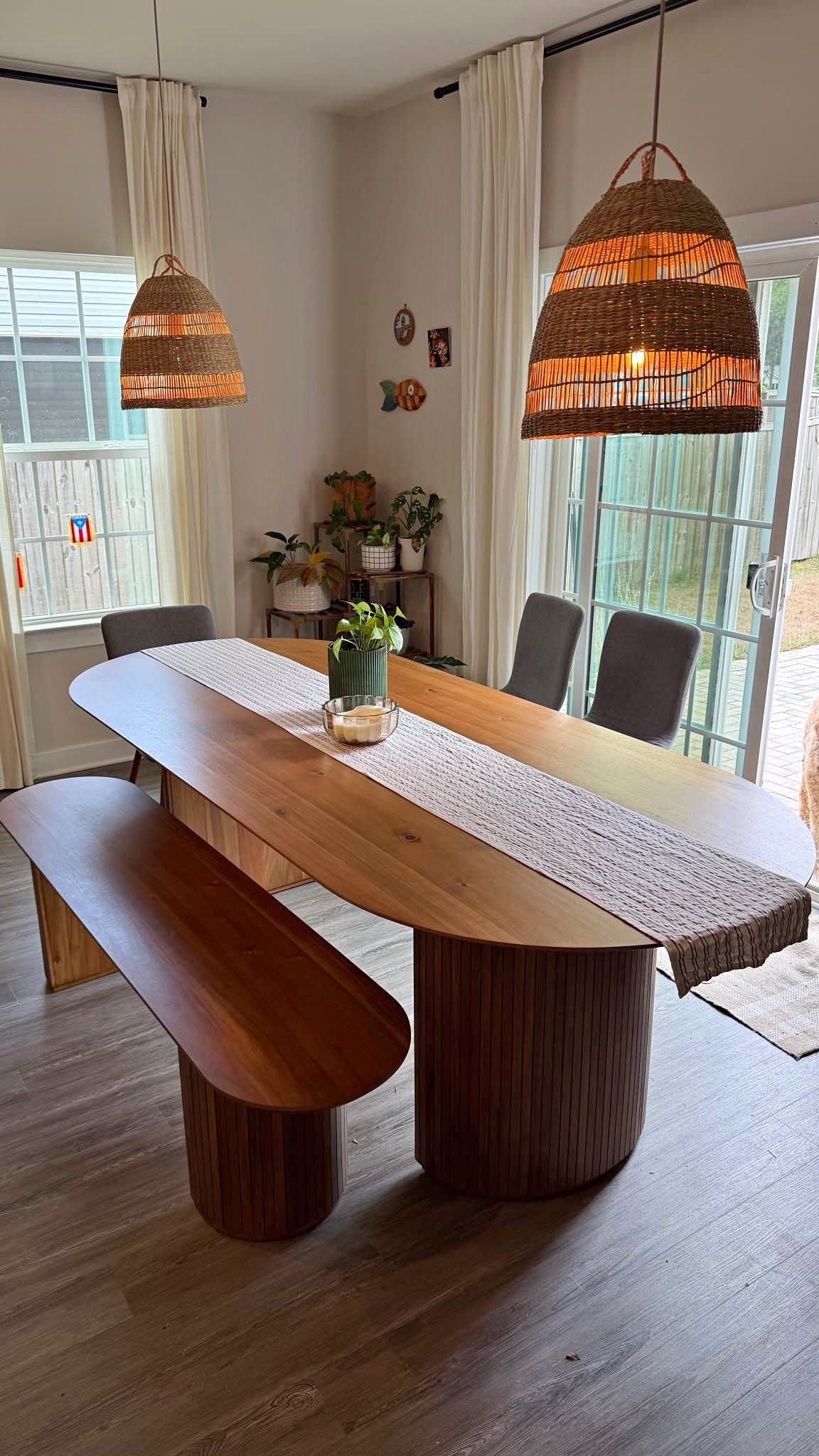Best HD Pictures about  Extra Long Oval Chestnut Wood Fluted Russo Dining Table  with No AI Images