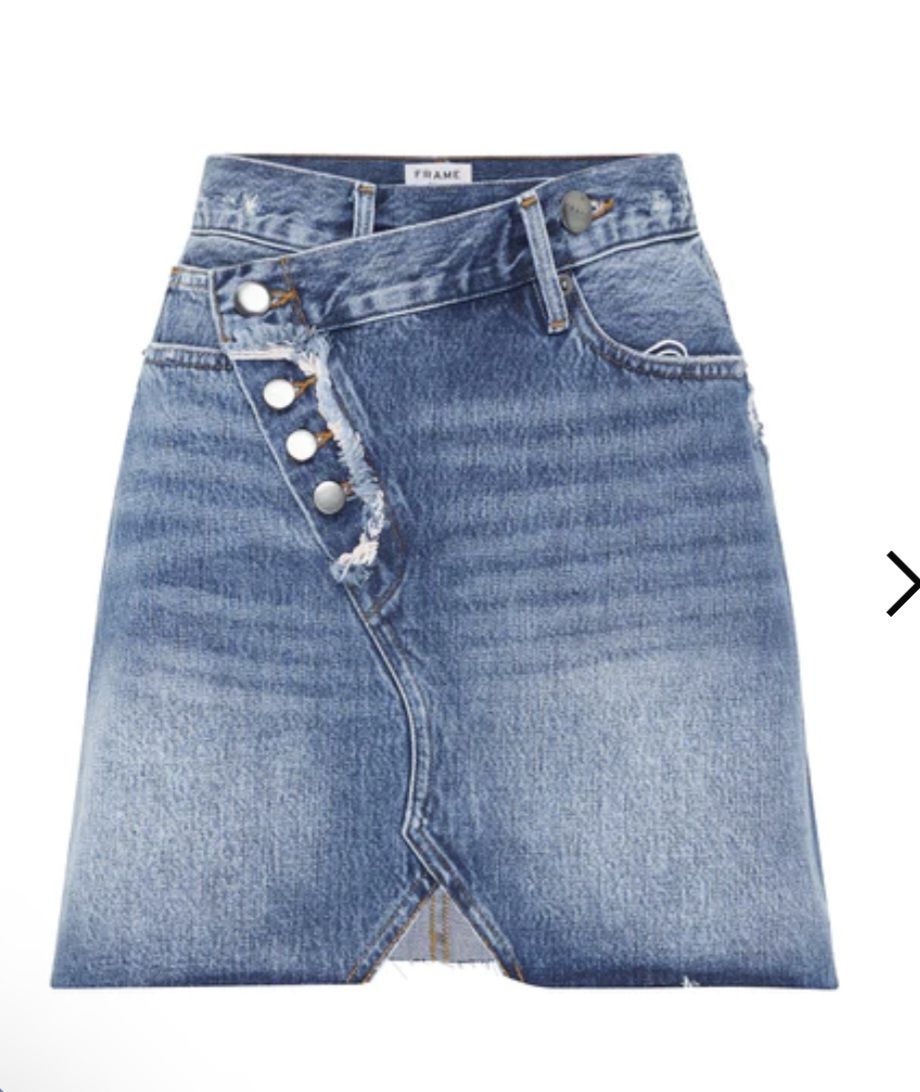 Jeune Jupe En Denim FRAME | Taille 26 | Bleu Délavé à Poches Déchirées | Neuve Avec étiquettes
