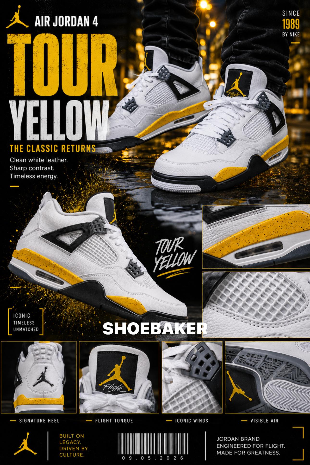 Shoe - The Air Jordan 4 “Tour Yellow” is officially back on the 
