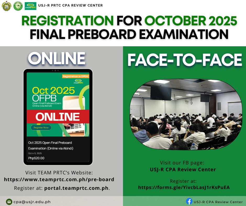 USJ-R - REGISTRATION IS NOW OPEN for the October 2025 Final Pre-Board ...
