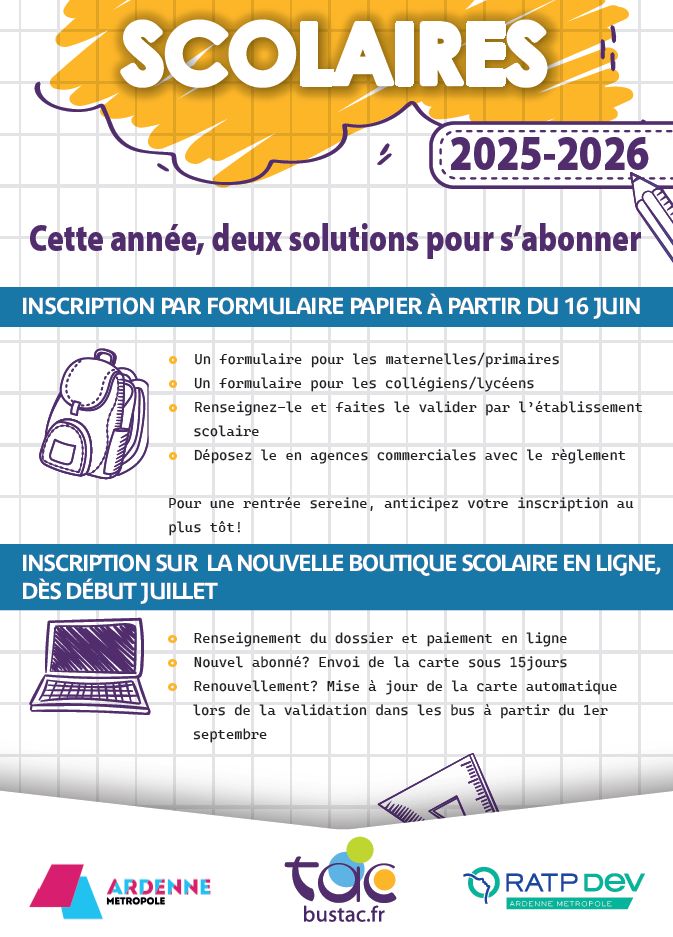 Bus - 🎒 Inscriptions Scolaires 2025-2026 : C’est Parti ! 🎒 Deux façons ...