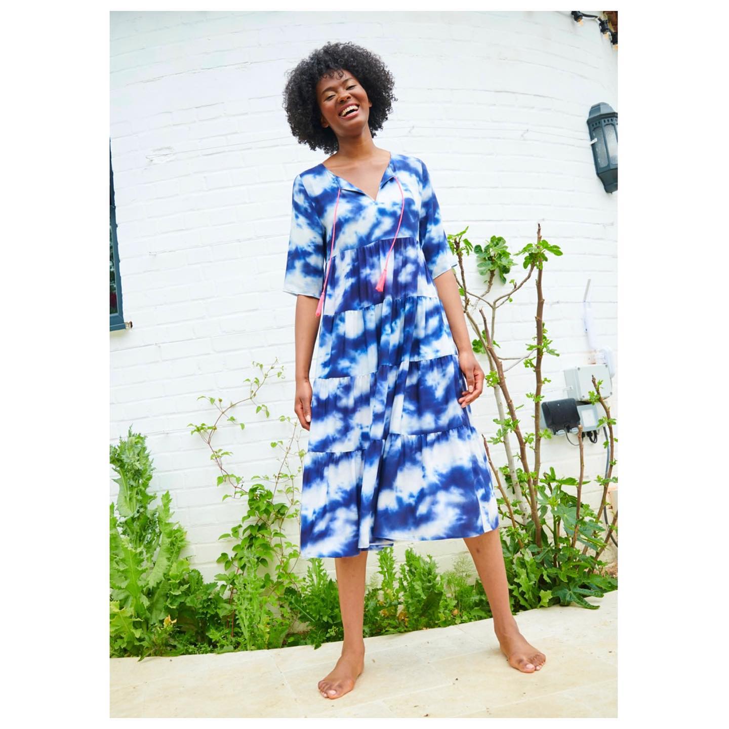 blue tie dye midi dress Our navy and white has arrived and is live on the site now! I absolutely love this one, the neon tassels really pop against the navy and white cf-size-eu-38-us-7-5 the Sweetie Slip Dress Color Coordination: Jewelry for Size:6-12M Romper