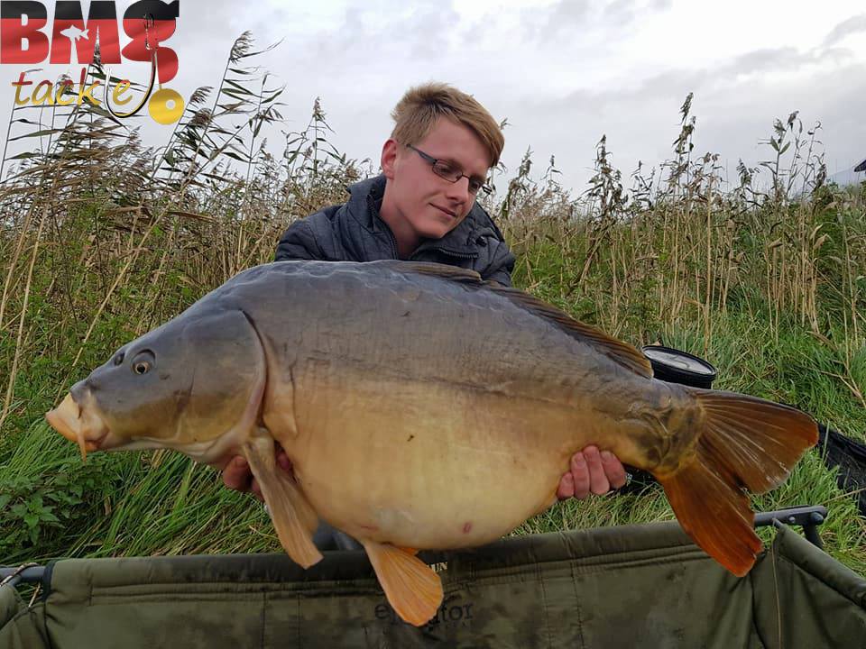 Michel Schoenmakers lands 112lb mirror carp at Euro Aqua