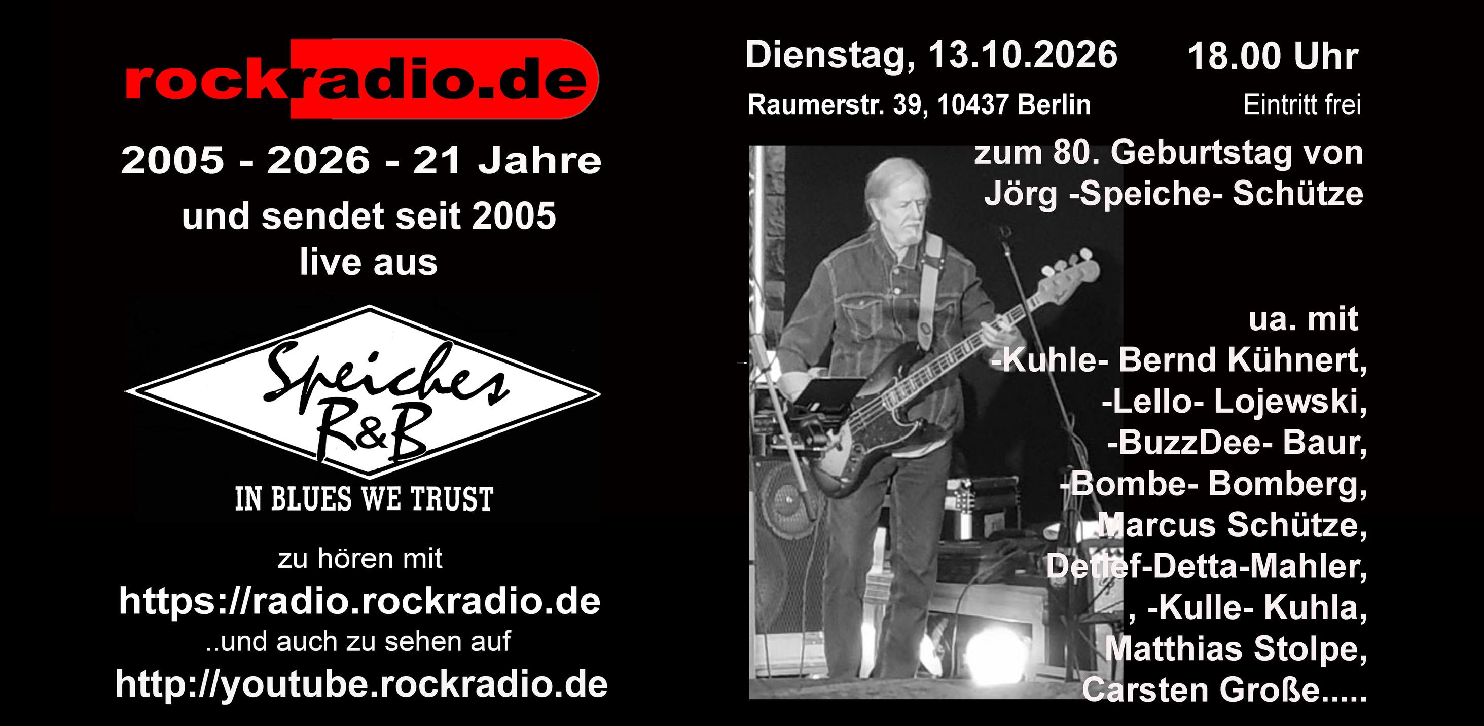 Jörg -Speiche- Schütze - 80. Geburtstag live auf rockradio(.de)