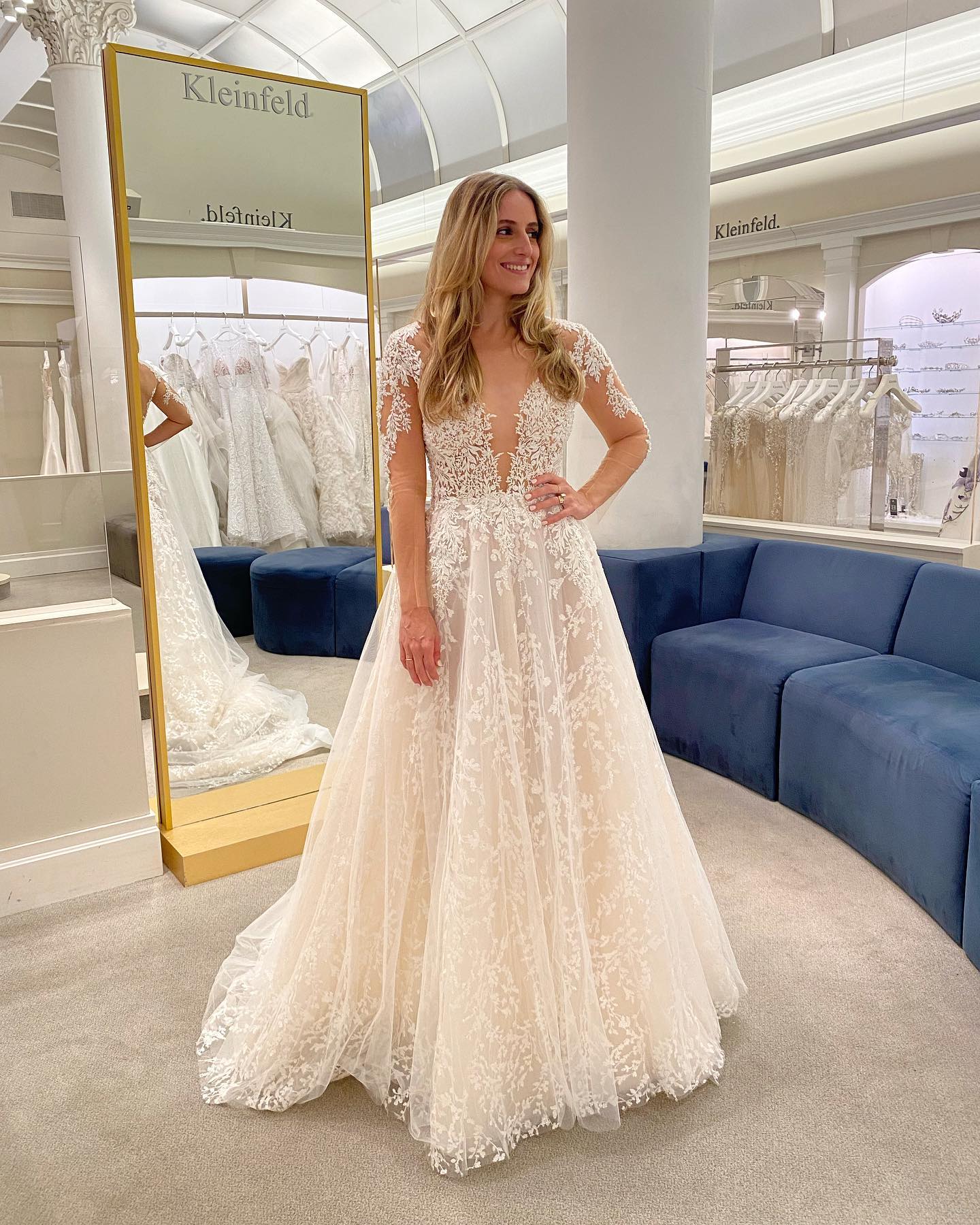 This dress is a work of heart. The Bachelor alum and Kleinfeld bride Caila Quinn tied the knot to Nick Burrello !! . But before they exchanged vows, the couple shared an