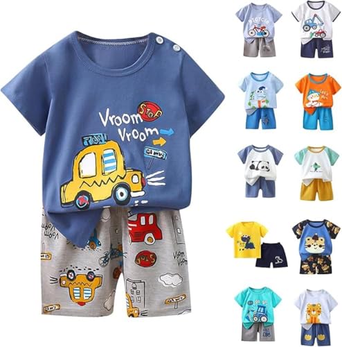 Susenstone Ensemble Été 2 Pièces Bébé Garçon - T-shirt Imprimé + Shorts Élastique Mignon