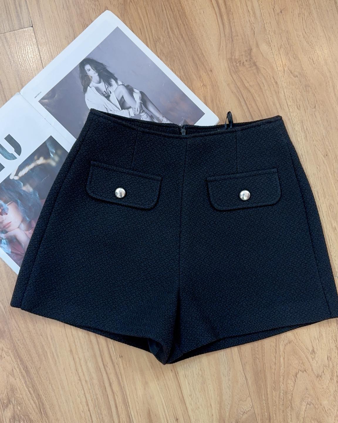 P 82228 TWEED FAKE POCKET SHORTS （S）W：68CM/ H：98CM/ L：34CM