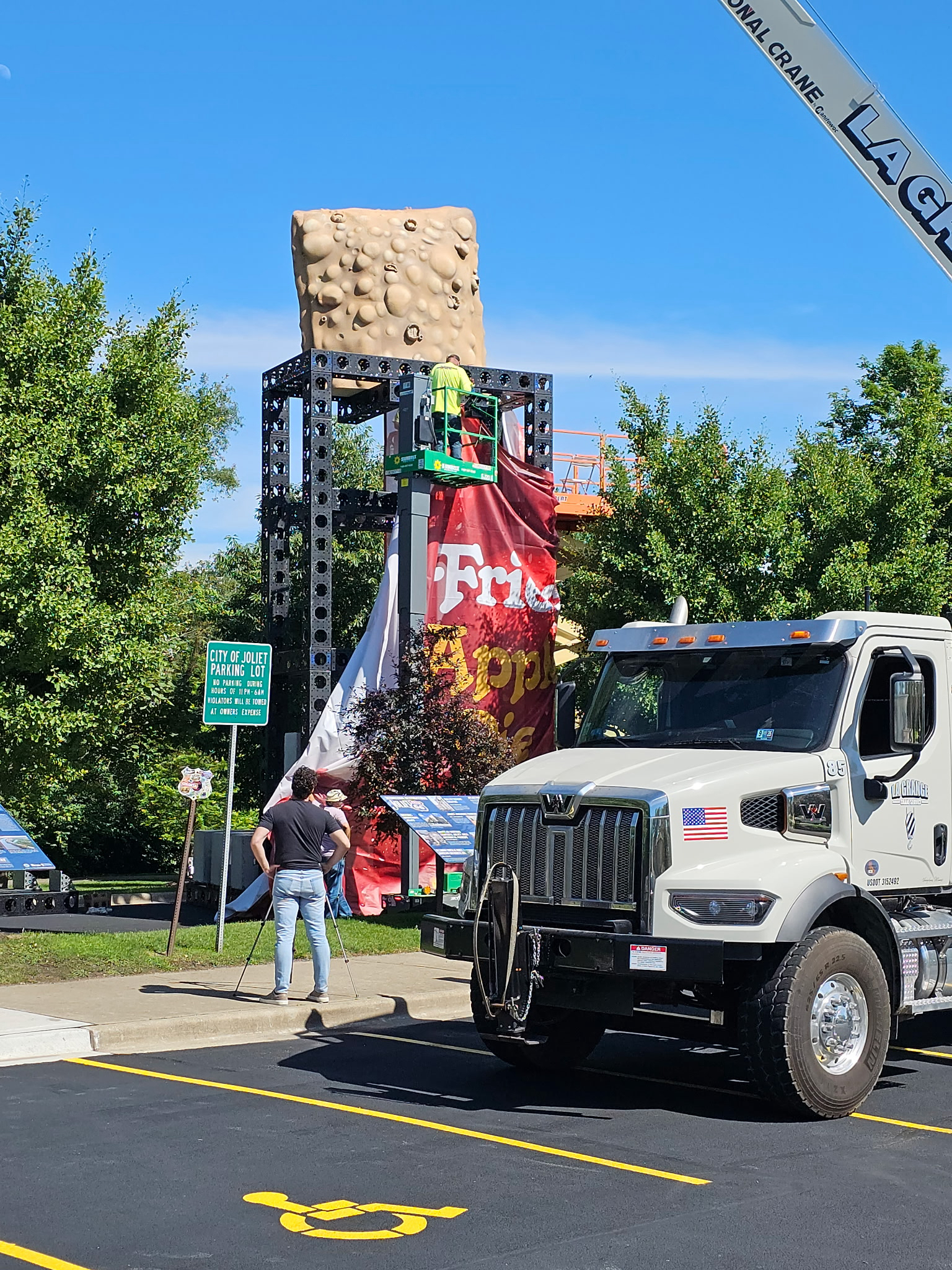 A giant apple pie from McDonald's can be seen at 920 N. Broadway