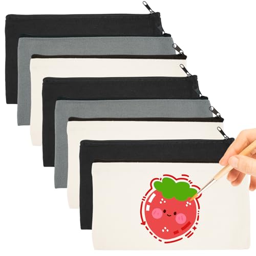 32 Pcs Kit DIY Trousse Tissu à Peindre - 12 Trousse Zippée + Pinceaux + Modèles Pour Enfants Et Créativité