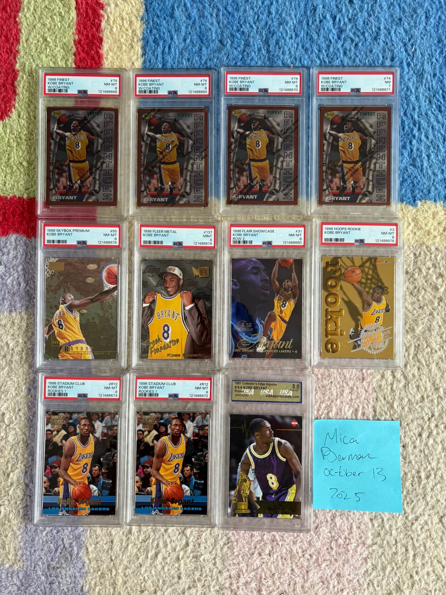 Kobe rookie card 1996 Flair showcase PSA 8