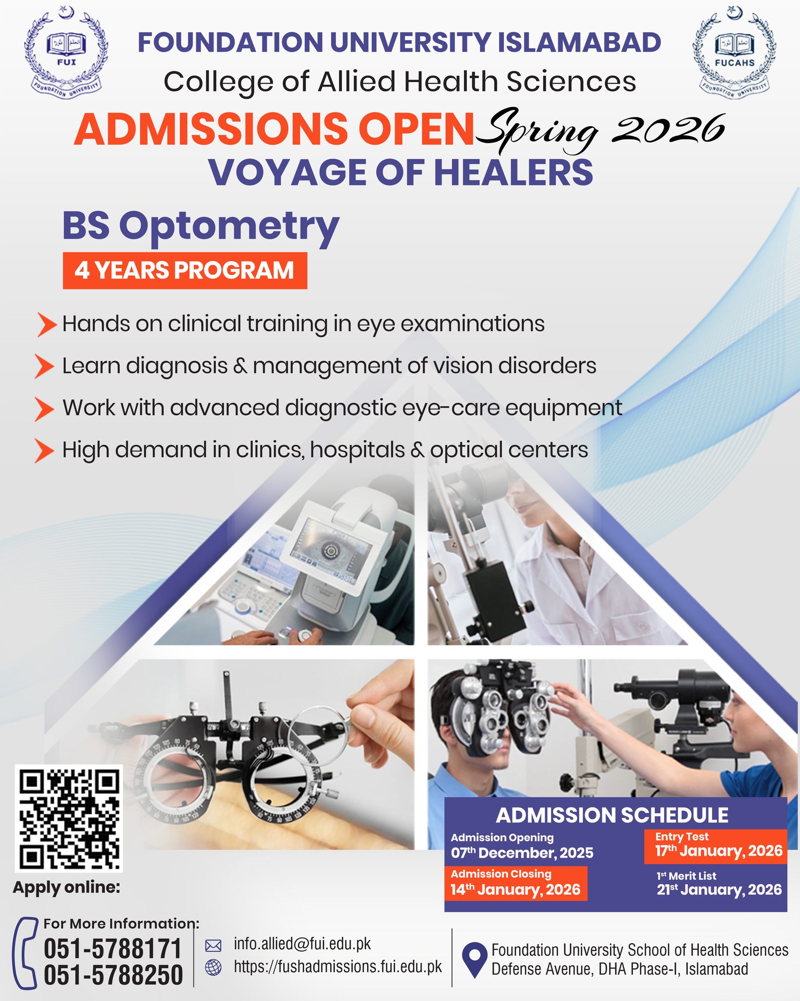 Foundation - Spring 2026 Admissions Open | BS Optometry (4 Years) Train ...