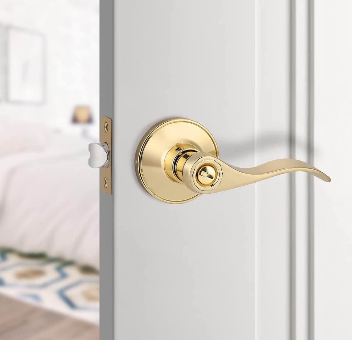 6 pack Gobrico Drop Bed and Bath Door Locks Privacy Levers Polished
