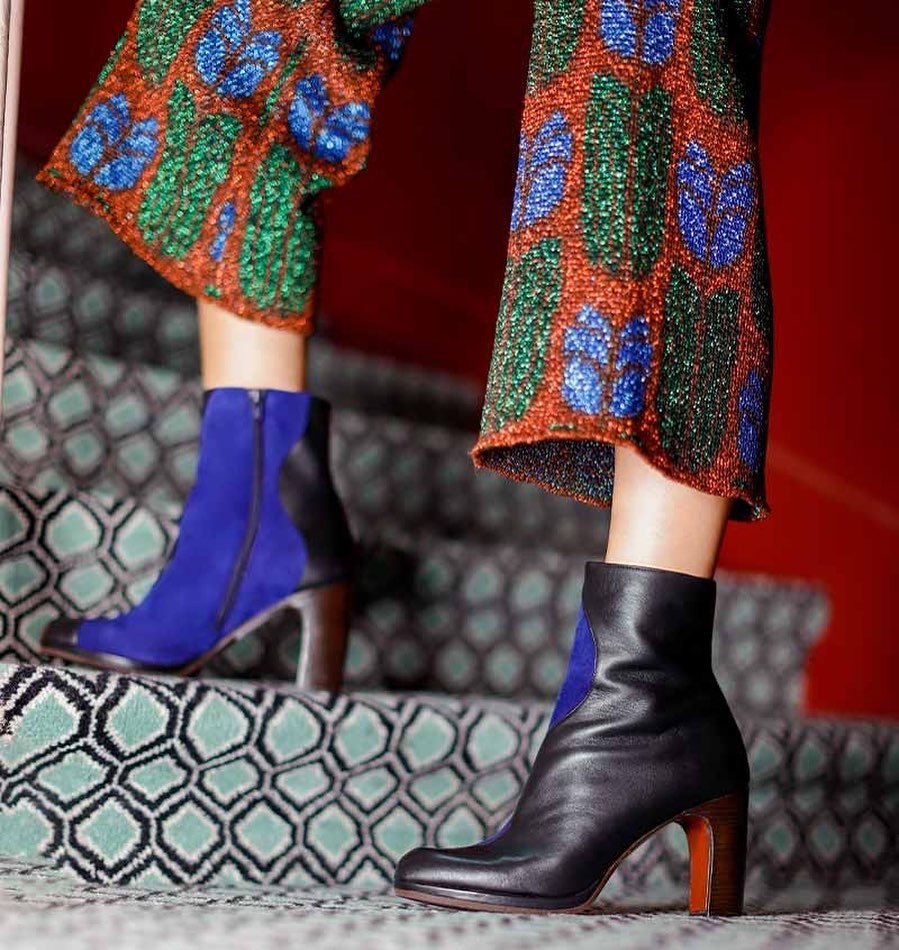 The high-shine Lula patent loafer pumps and Lula patent block heel