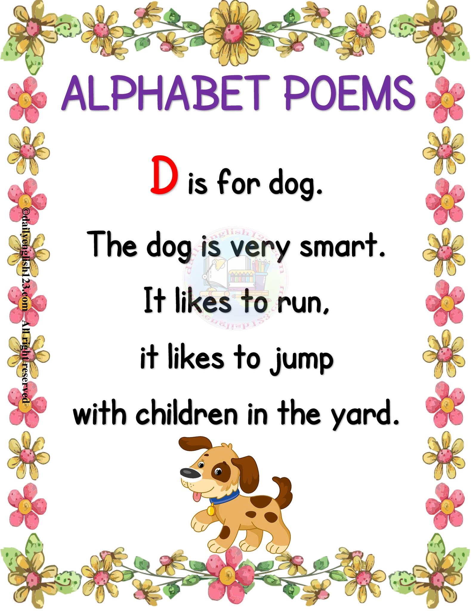 Worksheets4kids - Alphabet poems for kids(26 pages). Free...