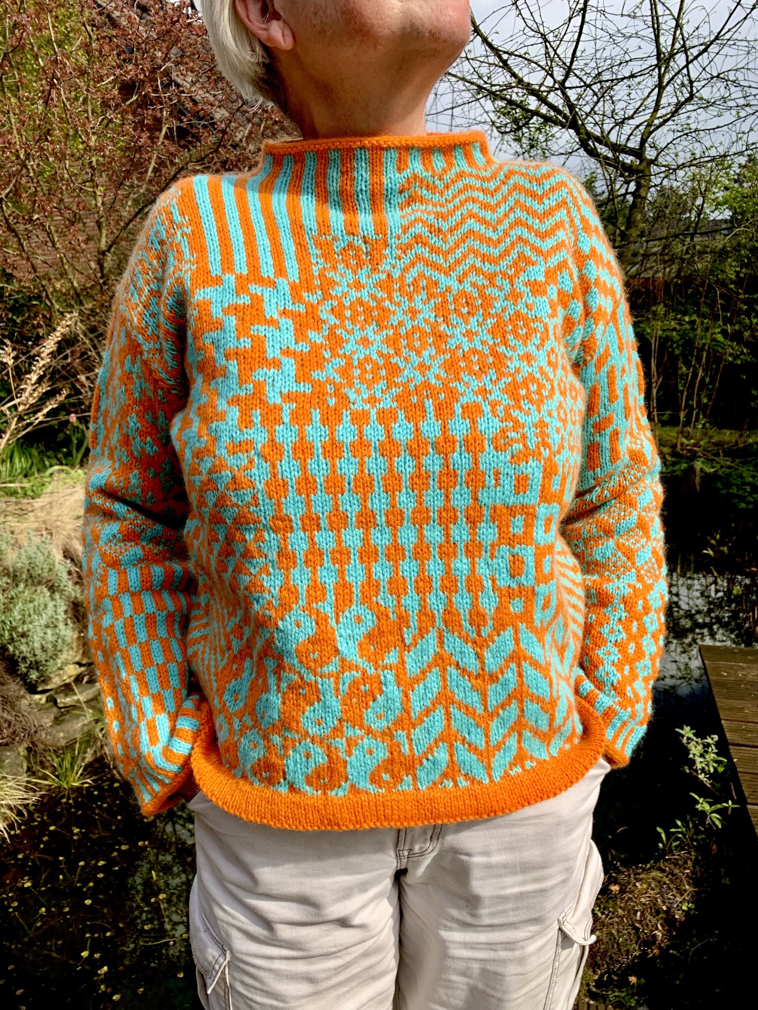 Psychedelic Nordic mix sweater knitting project