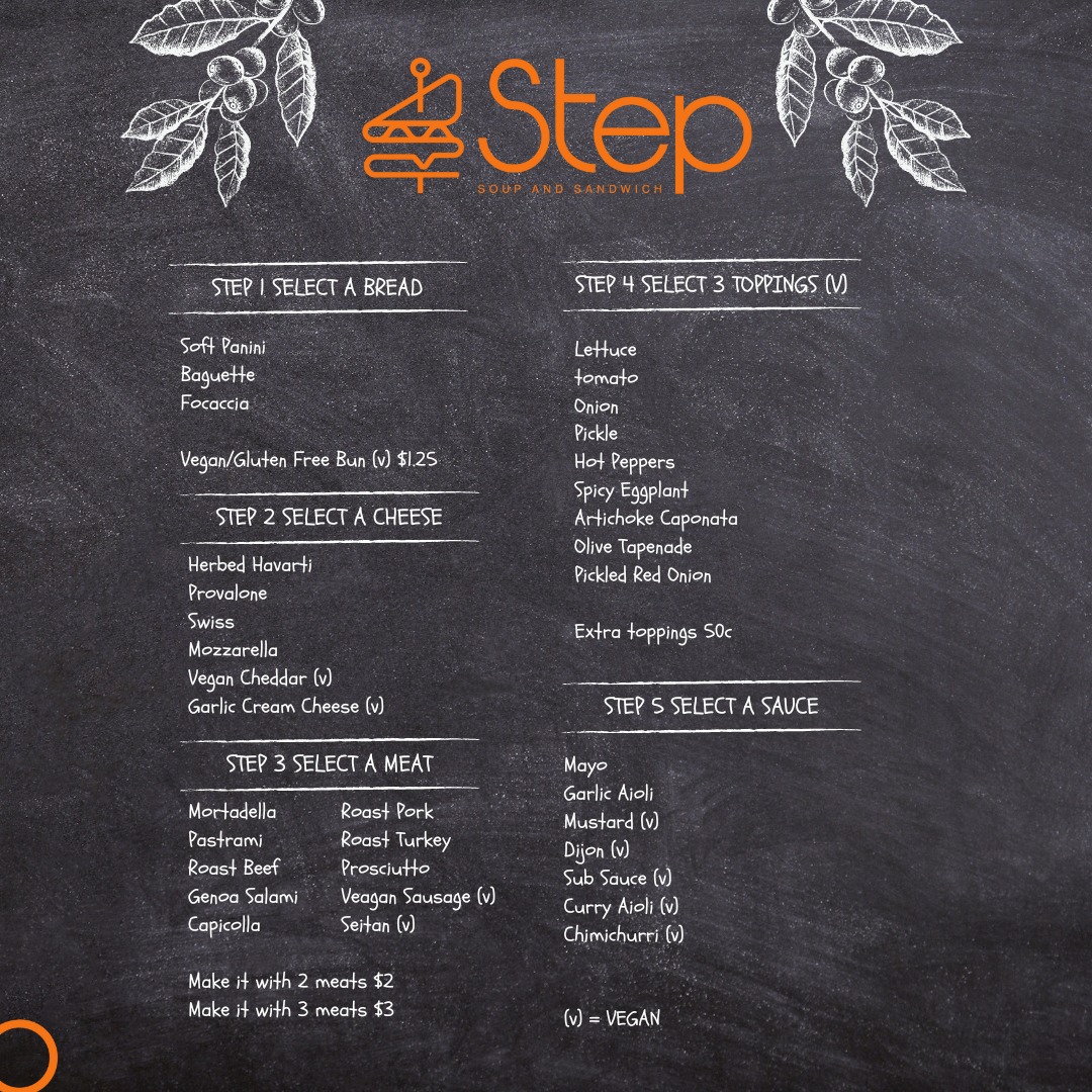 Here is a peak at the menu... - Step Soup and Sandwich