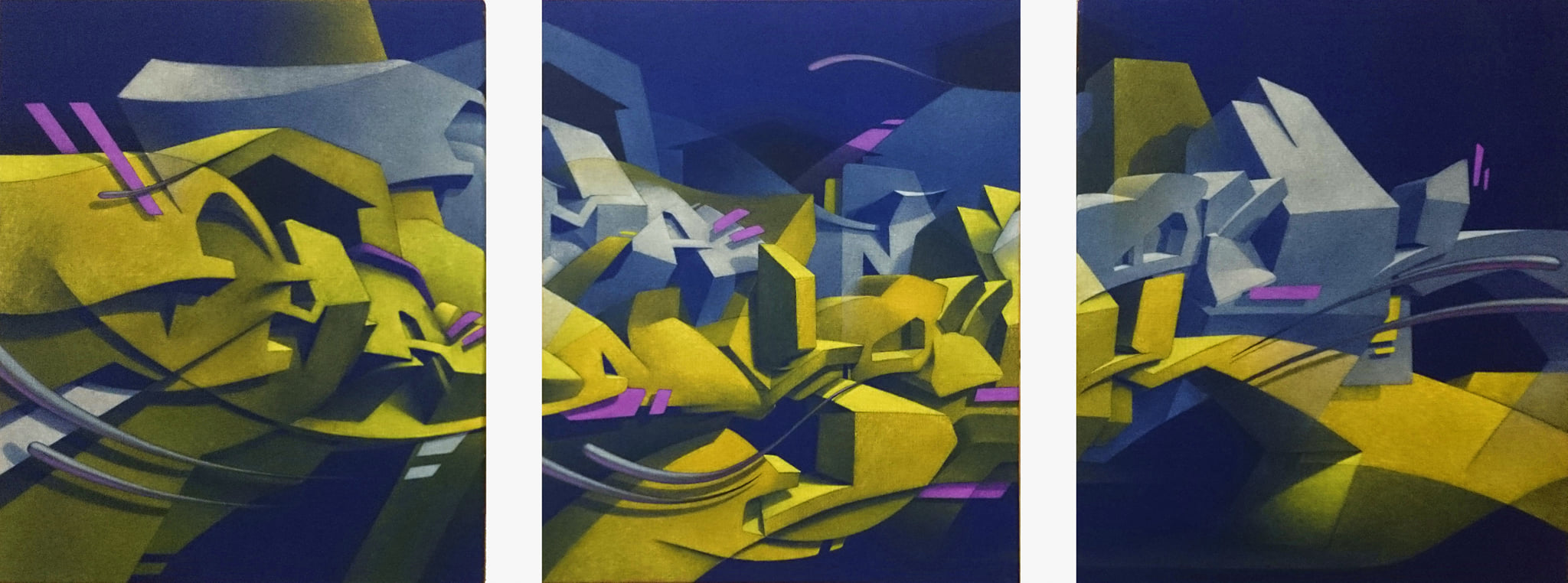 Manyak_paris - TRIPTIQUE 2018 Acrylique sur toiles en coton teinté ...
